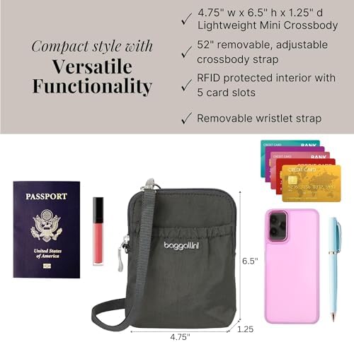 Baggallini Bryant Pouch Small Crossbody Bag for Women - Lightweight Crossbody Pouch - Perfect Phone Purse