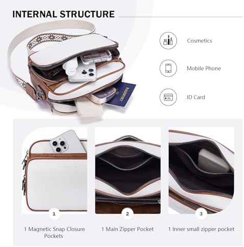 POIUGOYA Trendy Vegan Leather Crossbody Purse for Women, Travel Compatible with Built-in Wallet Medium Size