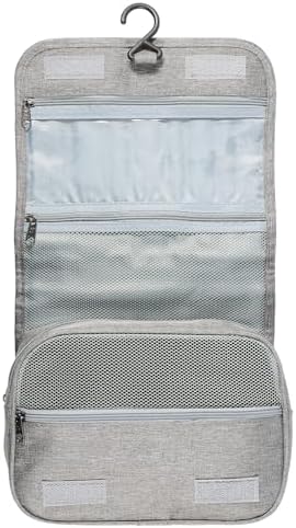 Portable Hanging Organizer for Travel-Sized Toiletries for Men and Women - Waterproof Foldable Makeup Bag with 3 Compar