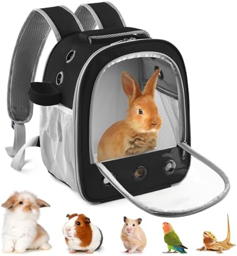 Portable Guinea Pig Carrier Backpack for Pet Bunny Chinchilla Outgoing with Water Bottle Holder & Detachable Pad (Pink)