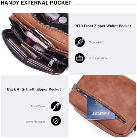 POIUGOYA Trendy Vegan Leather Crossbody Purse for Women, Travel Compatible with Built-in Wallet Medium Size