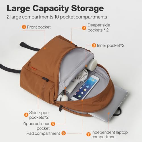 Mixi Outdoor Lightweight Backpack for Women Men Casual Carry On Laptop Travel Bookbag, Water Resistant Durable Hiking Ba