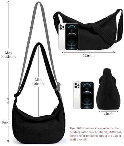Trendy Crossbody Sling Bag for Women Men: Crescent Bag with Adjustable Strap, 2 Zippers, Lightweight