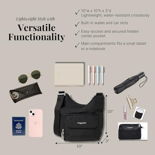 Baggallini Womens Criss Cross 10x11 Crossbody Bag for Fashion Ladies, Stylish and Practical, Daily Use, High-Quality Lea