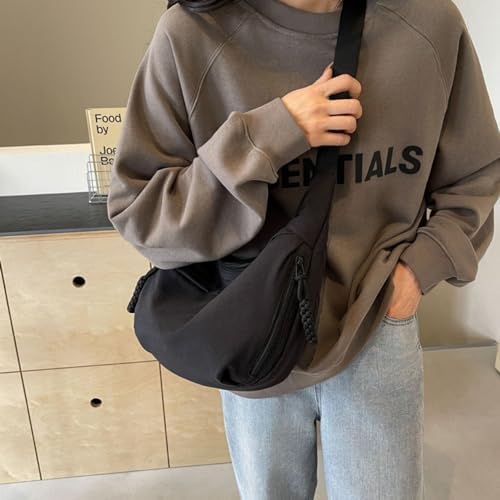 MadGrandeur Nylon Crossbody Bags for Women, Lightweight and Stylish Over Shoulder Purse | Trendy Medium Crescent Bag by