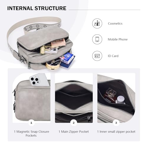 POIUGOYA Trendy Vegan Leather Crossbody Purse for Women, Travel Compatible with Built-in Wallet Medium Size