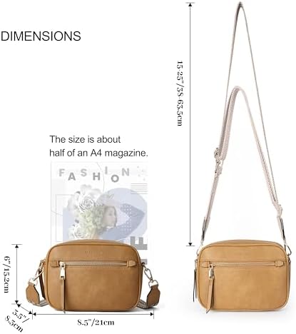 MUHUASHI Small Crossbody Bag for Women with Triple Pockets and Vegan Leather Shoulder Camera Purse Featuring Long Guitar