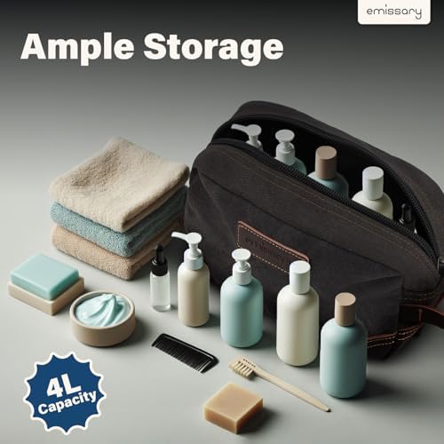 Men's Emissary Water-Resistant Toiletry Bag | Men’s Emissary Canvas Travel Dopp Kit | Men's Emissary Travel Bathroom Ba