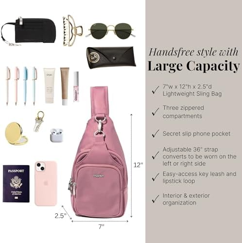 Baggallini Central Park Sling Leather Shoulder Bag for Women | Baggallini Central Park Sling Crossbody Bag for Men | Ba