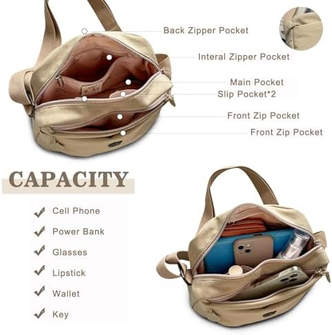 Eslcorri Women Small Shoulder Bag Nylon Simple Zipper Purse Lightweight Casual Mini Bag Eslcorri Women Casual Small Cros