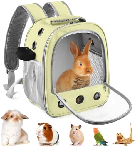 Portable Guinea Pig Carrier Backpack for Pet Bunny Chinchilla Outgoing with Water Bottle Holder & Detachable Pad (Pink)