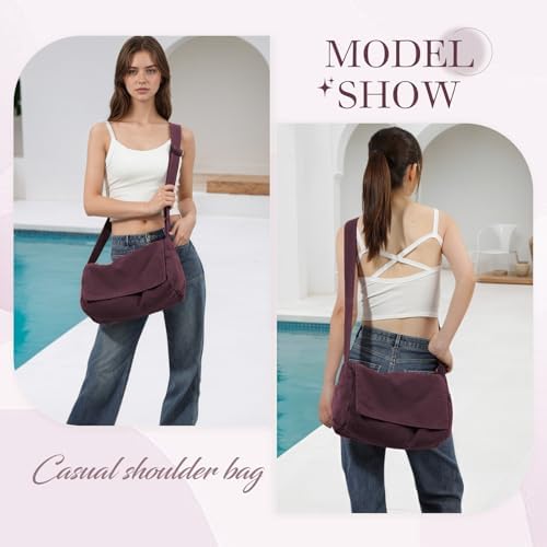 SUKUTU Canvas Messenger Bag for Women and Men Casual Crossbody Shoulder Bag Unisex Travel Work Hobo Bag SUKUTU Canvas