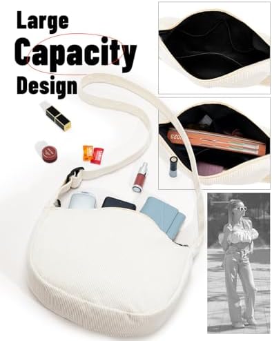 Trendy Crossbody Sling Bag for Women Men: Crescent Bag with Adjustable Strap, 2 Zippers, Lightweight