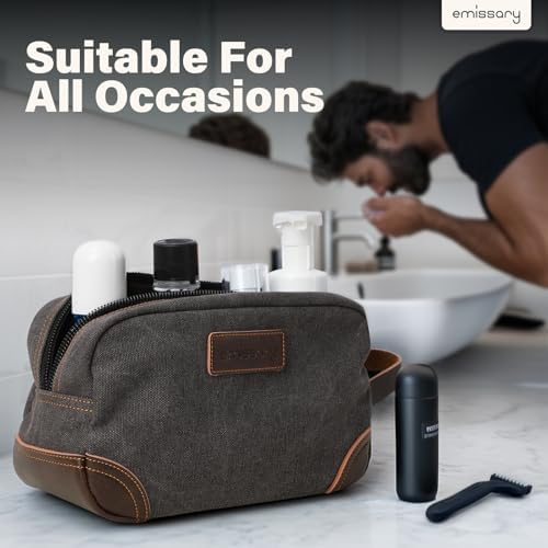 Men's Emissary Water-Resistant Toiletry Bag | Men’s Emissary Canvas Travel Dopp Kit | Men's Emissary Travel Bathroom Ba
