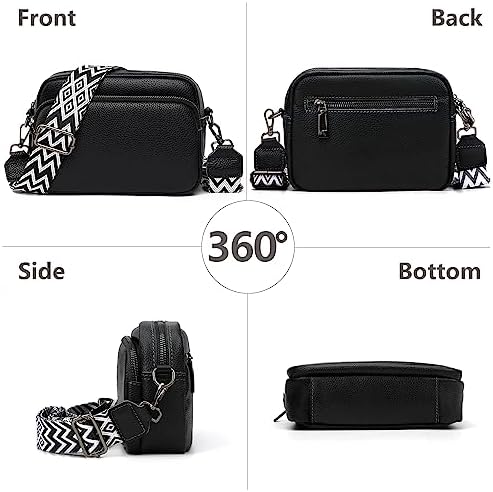 Women Genuine Leather Crossbody Bag for Everyday Use | Trendy Design Wide Strap Crossbody Bag | Camera Crossbody Purs