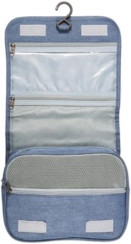 Portable Hanging Organizer for Travel-Sized Toiletries for Men and Women - Waterproof Foldable Makeup Bag with 3 Compar