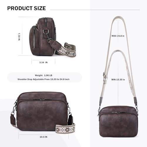 POIUGOYA Trendy Vegan Leather Crossbody Purse for Women, Travel Compatible with Built-in Wallet Medium Size