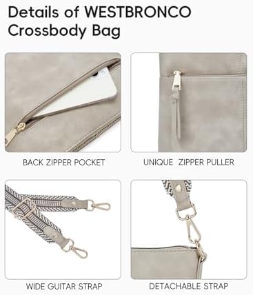 WestBronco Crossbody Purses for Women Medium Shoulder Bag Vegan Leather Handbags with Guitar Strap Women Medium Shoulder