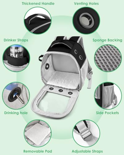 Portable Guinea Pig Carrier Backpack for Pet Bunny Chinchilla Outgoing with Water Bottle Holder & Detachable Pad (Pink)