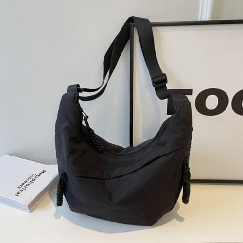 MadGrandeur Nylon Crossbody Bags for Women, Lightweight and Stylish Over Shoulder Purse | Trendy Medium Crescent Bag by