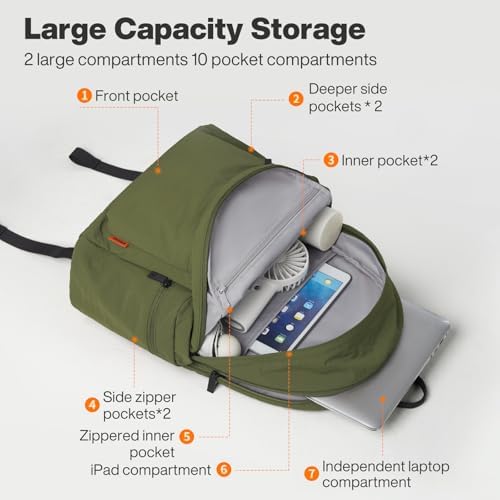 Mixi Outdoor Lightweight Backpack for Women Men Casual Carry On Laptop Travel Bookbag, Water Resistant Durable Hiking Ba