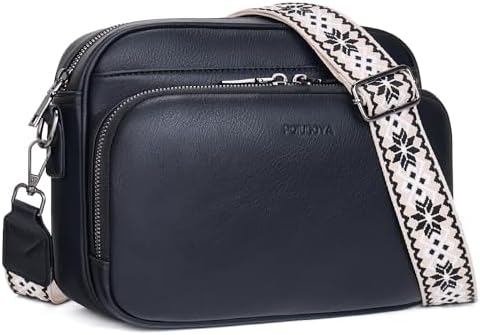 POIUGOYA Trendy Vegan Leather Crossbody Purse for Women, Travel Compatible with Built-in Wallet Medium Size