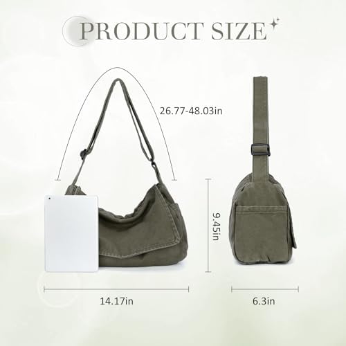 SUKUTU Canvas Messenger Bag for Women and Men Casual Crossbody Shoulder Bag Unisex Travel Work Hobo Bag SUKUTU Canvas