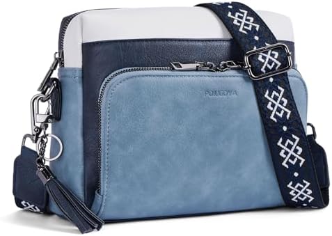 POIUGOYA Trendy Vegan Leather Crossbody Purse for Women, Travel Compatible with Built-in Wallet Medium Size
