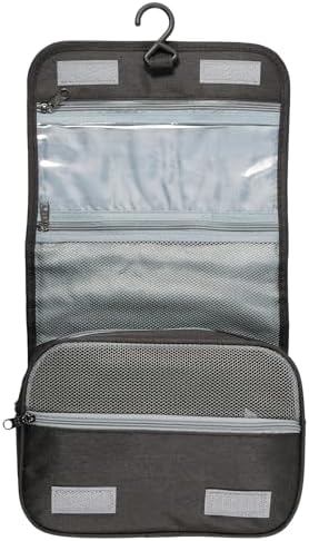 Portable Hanging Organizer for Travel-Sized Toiletries for Men and Women - Waterproof Foldable Makeup Bag with 3 Compar