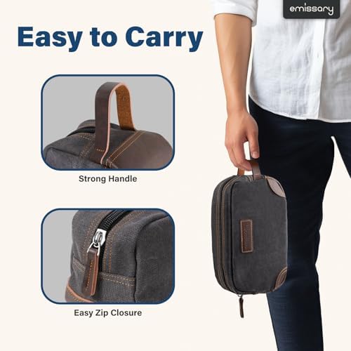 Men's Emissary Water-Resistant Toiletry Bag | Men’s Emissary Canvas Travel Dopp Kit | Men's Emissary Travel Bathroom Ba