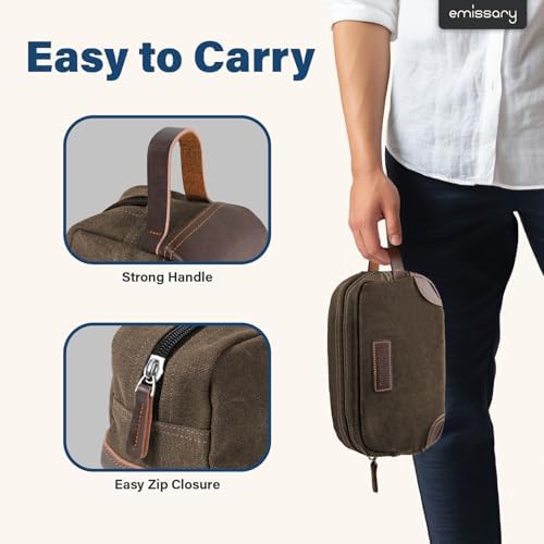 Men's Emissary Water-Resistant Toiletry Bag | Men’s Emissary Canvas Travel Dopp Kit | Men's Emissary Travel Bathroom Ba