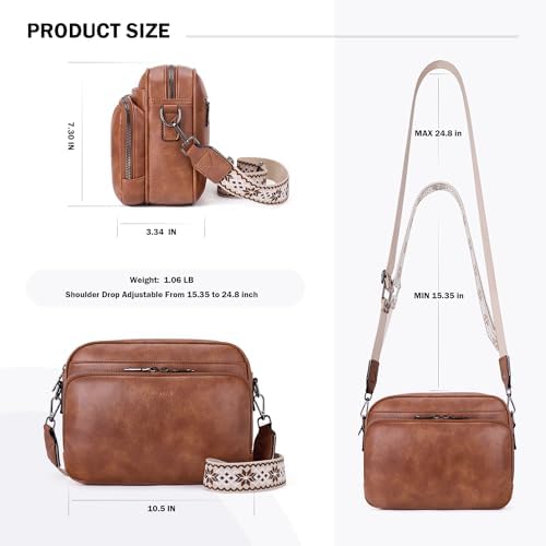 POIUGOYA Trendy Vegan Leather Crossbody Purse for Women, Travel Compatible with Built-in Wallet Medium Size
