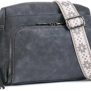 POIUGOYA Trendy Vegan Leather Crossbody Purse for Women, Travel Compatible with Built-in Wallet Medium Size