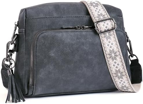 POIUGOYA Trendy Vegan Leather Crossbody Purse for Women, Travel Compatible with Built-in Wallet Medium Size