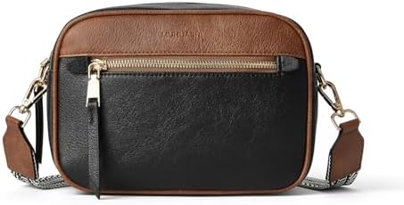 MUHUASHI Small Crossbody Bag for Women with Triple Pockets and Vegan Leather Shoulder Camera Purse Featuring Long Guitar