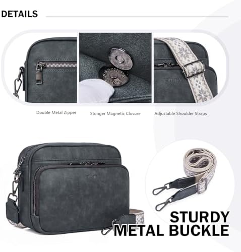 POIUGOYA Trendy Vegan Leather Crossbody Purse for Women, Travel Compatible with Built-in Wallet Medium Size