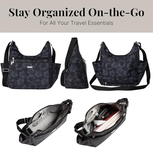 Baggallini Essential Hobo Handbag for Women W/RFID Protection Lightweight Travel Purse Handbag Crossbody Bag