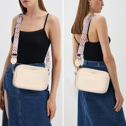 Women Genuine Leather Crossbody Bag for Everyday Use | Trendy Design Wide Strap Crossbody Bag | Camera Crossbody Purs