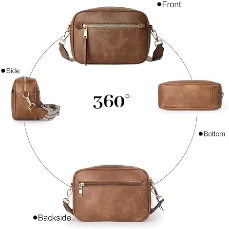 MUHUASHI Small Crossbody Bag for Women with Triple Pockets and Vegan Leather Shoulder Camera Purse Featuring Long Guitar