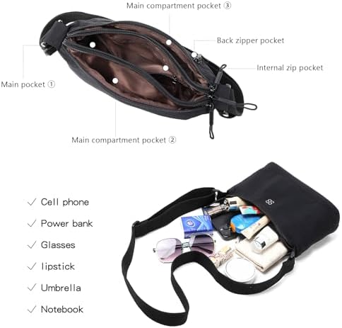 Eslcorri Women Small Shoulder Bag Nylon Simple Zipper Purse Lightweight Casual Mini Bag Eslcorri Women Casual Small Cros