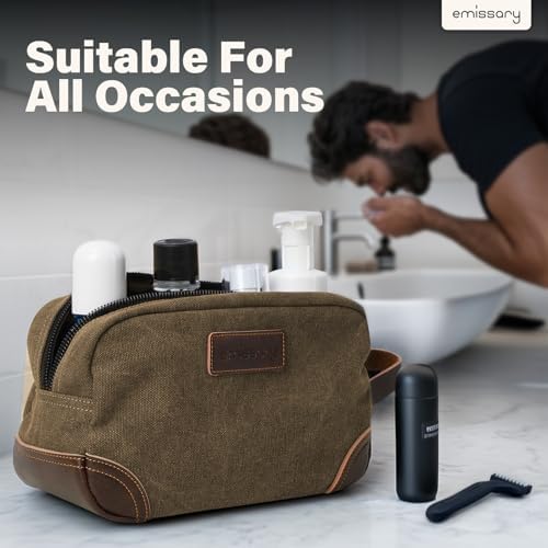 Men's Emissary Water-Resistant Toiletry Bag | Men’s Emissary Canvas Travel Dopp Kit | Men's Emissary Travel Bathroom Ba