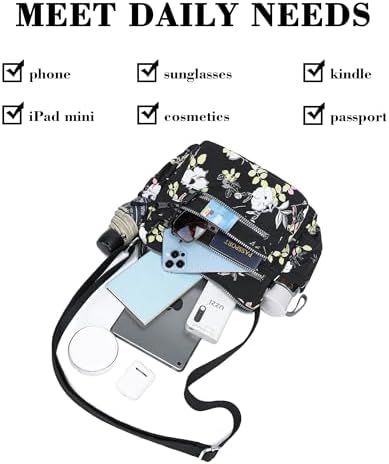 AOCINA Women's Lightweight Multi-Pocket Crossbody Bags for Everyday Use | AOCINA Nylon Messenger Shoulder Handbags for