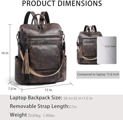 Shrrie Vegan Leather Women's 15.6 Inch Laptop Backpack for Work and Travel | Shrrie Vegan Leather Women's Laptop Backpa