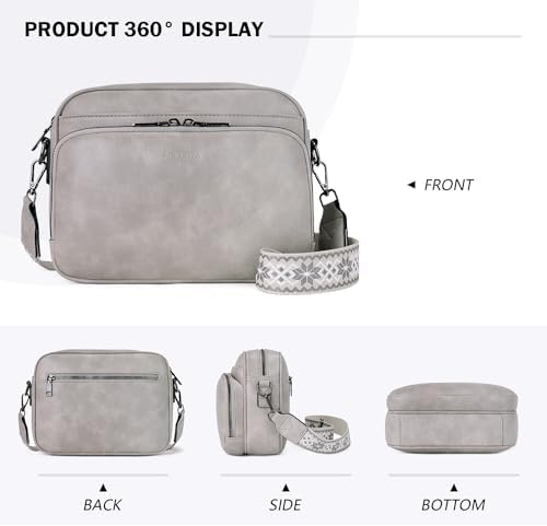 POIUGOYA Trendy Vegan Leather Crossbody Purse for Women, Travel Compatible with Built-in Wallet Medium Size