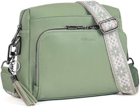 POIUGOYA Trendy Vegan Leather Crossbody Purse for Women, Travel Compatible with Built-in Wallet Medium Size