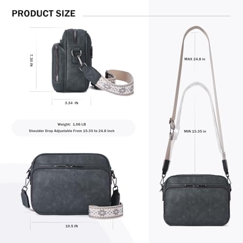 POIUGOYA Trendy Vegan Leather Crossbody Purse for Women, Travel Compatible with Built-in Wallet Medium Size