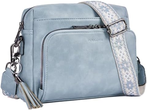 POIUGOYA Trendy Vegan Leather Crossbody Purse for Women, Travel Compatible with Built-in Wallet Medium Size