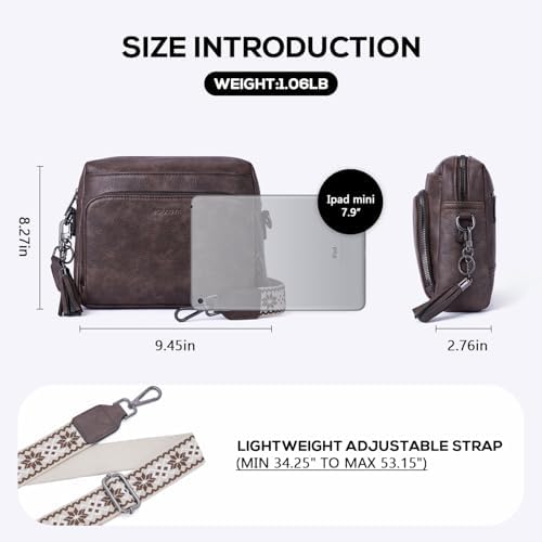 POIUGOYA Trendy Vegan Leather Crossbody Purse for Women, Travel Compatible with Built-in Wallet Medium Size