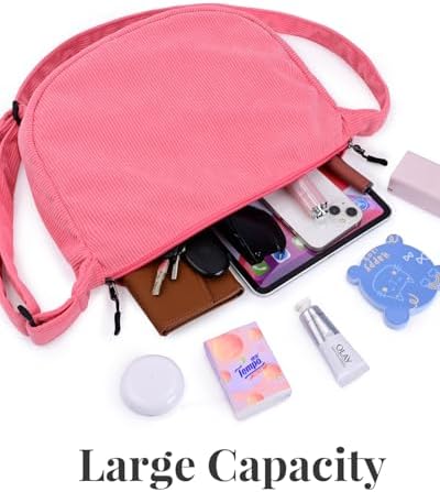 Trendy Crossbody Sling Bag for Women Men: Crescent Bag with Adjustable Strap, 2 Zippers, Lightweight