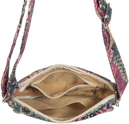 Malirona Women's Durable Small Floral Crossbody Bag Canvas Messenger Handbag Multi Pocket Travel Satchel Purse Malirona